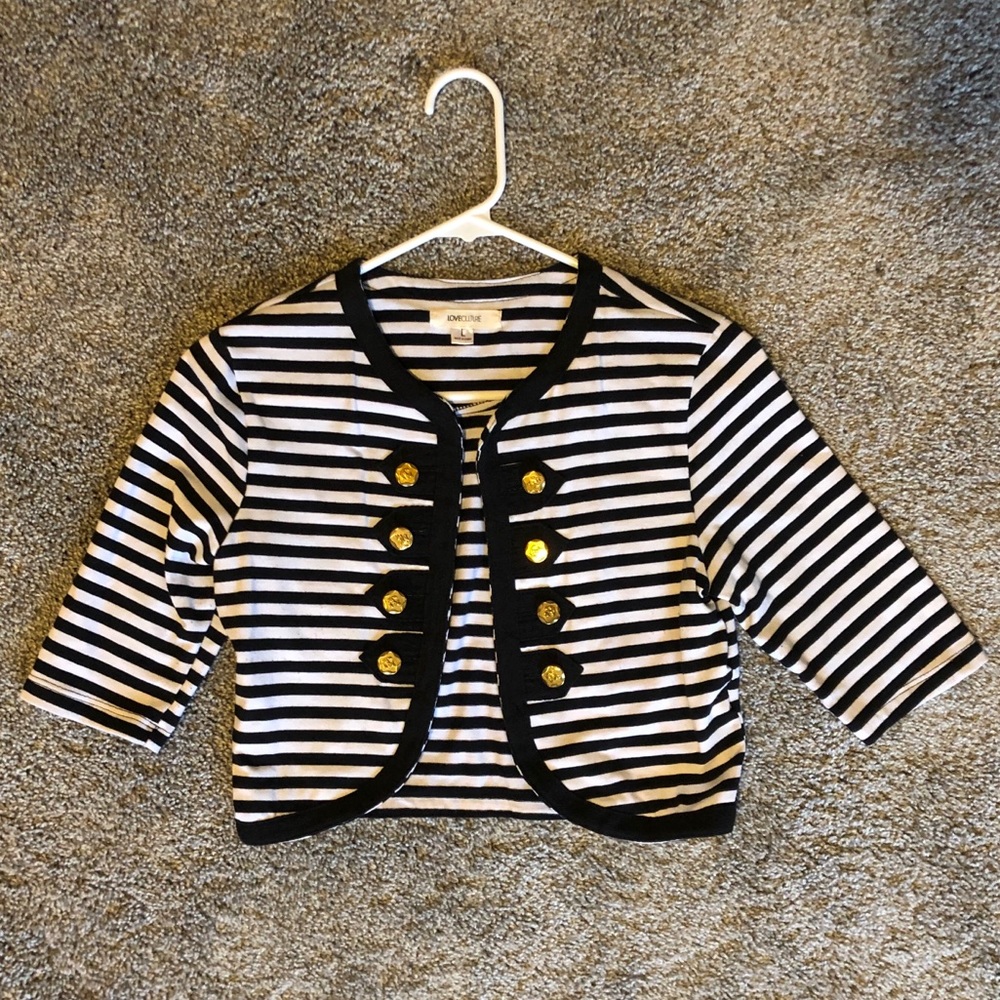 Love Culture Sailor crop cardigan (navy/white)